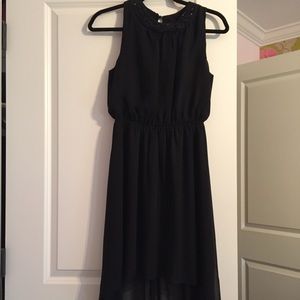 Cute black high low dress with beaded neck